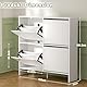 Schuhschrank mit 4 Klappen, Nordischer Schuhschrank Schmal mit 8 Ablageflächen, Schuhkipper Schmal mit 3-fach Höhenverstellbaren Etagen & Anti-Kipp-Vorrichtun, Shoe Cabinet Weiss 100 x 25 x 100.5 cm