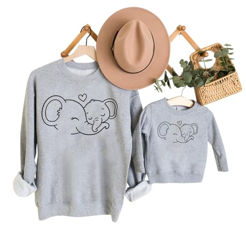 Mommy and Me Outfits Letter Print Crewneck Pullover Sweatshirt Mom and Baby Matching Outfits Long Sleeve Shirts