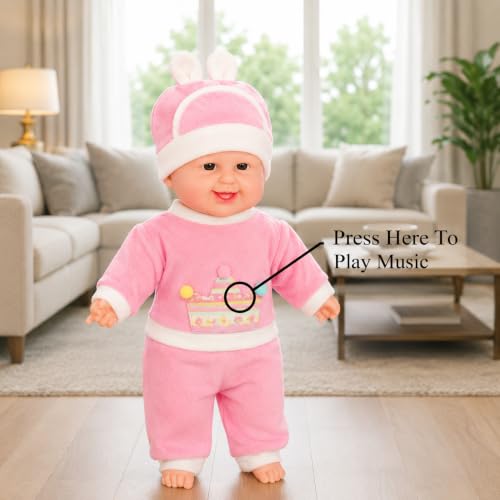 Image of MEMAN Cute Baby Boy Doll - Soft Plush Teddy Toy with Touch Sensor, Talking & Musical Features for Kids, Boys & Girls | Interactive Playtime Companion (Pink)