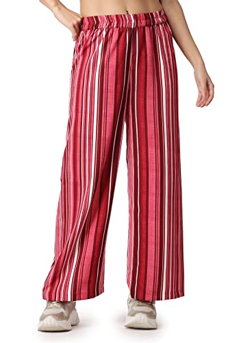 Image of POPWINGS Casual Floral Printed Loose Fit Trousers for Women || Summer Wear Women Trousers Stylish Pull-On Women Trousers || Comfortable Trousers for Regular Wear