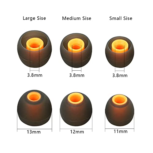 Image of Earbuds Replacement Tips Silicone Earbud Tips Ear Gels Fit for Inner Hole from 3.8mm - 5.1mm Earphones 9 Pairs S /M /L Black-Orange
