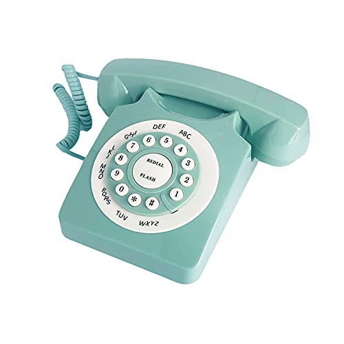 Teléfono fijo Beneno verde clásico con disco rotatorio miniatura 3