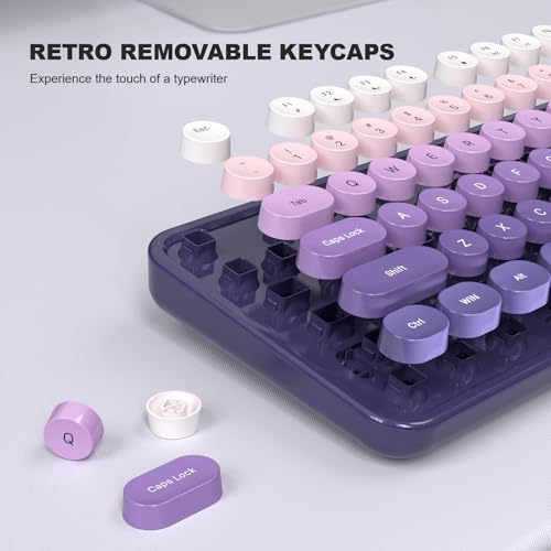 Image of MOFII Computer Keyboards Wired, Plug Play USB Full Size Typewriter Keyboard, Cute Colorful Aesthetic Keyboard with Foldable Stands for Windows PC Laptop (Purple Gradient)
