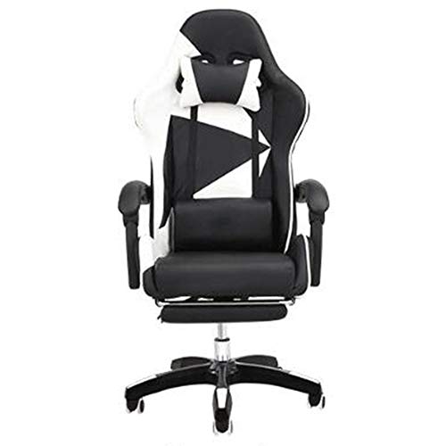 Bürostuhl PC Gaming Stuhl Schreibtischstuhl Ergonomisch PU-Leder Computerstuhl Lordarische Unterstützung mit Fußstütze Moderne Task Rollender