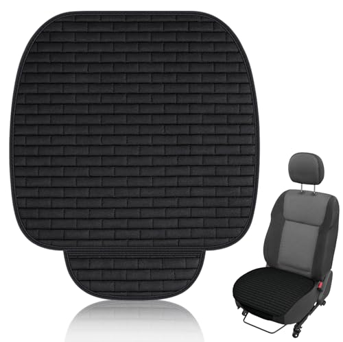 WIYETY Cuscini Sedili Anteriori Nero: Cuscino per Sedile Auto Coprisedile con Fondo Antiscivolo, Cuscino Sedile Auto Anteriore Traspiranti, Coprisedile auto in tessuto di lino, Copri Seduta Auto