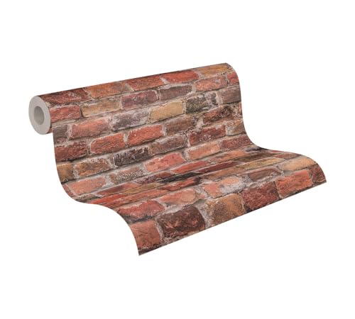 A.S. Création Steintapete Rot Orange Bricks & Stones 388141 - Vliestapete Backstein Tapete - 10,05m x 0,53m - Made in Germany