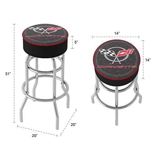Trademark Gameroom Bar Stool - Corvette C5 Black Stool With Foam Padded Seat - Swivel Chair For Game Room, Garage, Or Home Bar #TOP2
