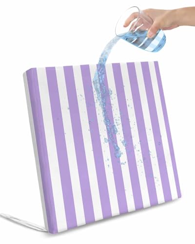 Pinroote Purple Striped Patio Cushion Covers, Outdoor Cushion Covers Waterproof Seat Cushion Slipcovers, Modern Farmhouse Purple White Stripes Chair Cushion Cover for Garden Sofa 22