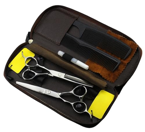 6.0インチ、5.5/6.0 シルバーヘアドレッシングシザーセット、ステンレススチール製左利き用シザー、快適なグリップのために設計されたハンドル、女性と男性用 (6.0インチ)