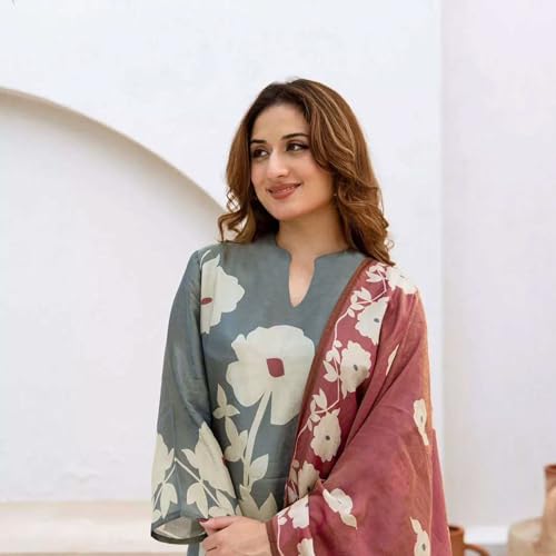 Image of ANNI Designer Viscose Blend Kurta for Women | Kurti Set Woman | Kurta with Pant & Dupatta | Printed Straight Suit | Ethnic Indian Outfit Office Casual Traditional Clothing Fashion Style