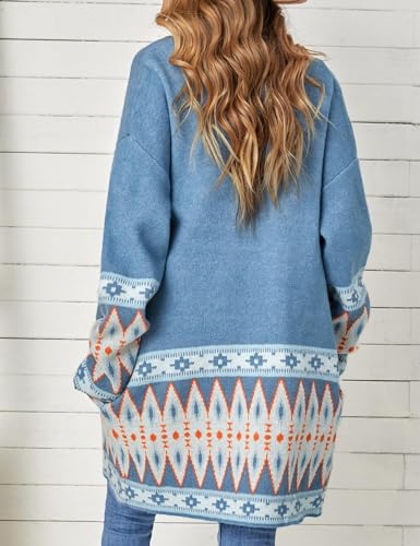 Womens Boho Cardigan Open Front Long Sweater Coat Shawl Collar Chunky Knit with Pockets2