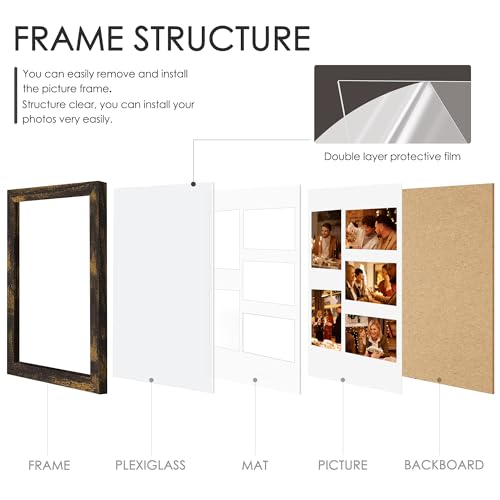 Image of DUENPY 13x16 Picture Frame 5x7 Collage Picture Frame Displays Five 5x7 inch Photos Collage Wall Decor Wall Hanging Brown