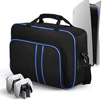 Carrying Case for PS5, Portable Carry Case Bag for Playstation 5, Protective Travel Storage Bag with Thick Padding Compatible for PS5 Digital Edition,Controller,Game Discs,Charger & Accessories, Black