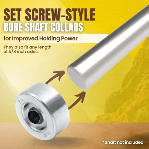(4-Pack) 5/8” Bore Solid Steel Shaft Collars with Zinc Plated Coating - Durable Shaft Collars Suitable for Machinery and Industrial Use - 3