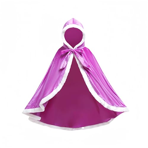 Proumhang Cape de Princesse Cape à Capuche Costume Halloween Déguisement Filles Pourpre 110