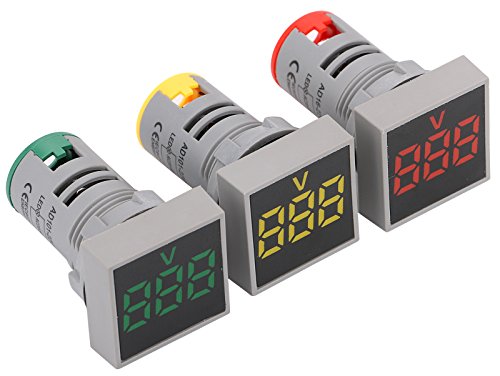 Yeeco 3 PCS Digital Mini LED Display Voltmeter AC 24-500V Digital Voltage Tester