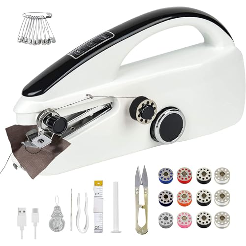 Handheld Sewing Machine for Beginners, Portable Mini Hand Sewing Machine for Quick Stitching,...