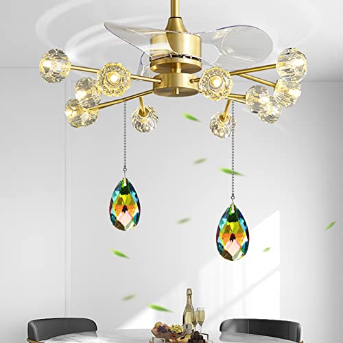 Image of 2pcs Crystal Prisms Ceiling Fan Pull Chain Ball Chain Connectors Crystal Pendant Ornament