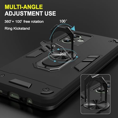 Image of NDCOM for Moto G54 Back Cover, Premium Motorola G54 5G Cover, Sleek Design Moto G54 5G Cover, Protective Case for Enhanced Grip and Style, Black Ring Holder Case