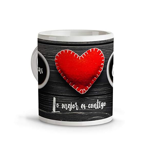Tazas de Café Originales Personalizadas con Frase/Nombre. Tazas Asa Corazon. Regalos San Valentin Personalizados. Taza San Valentin de Cerámica. Taza Asa Corazon Café - Imagen 4
