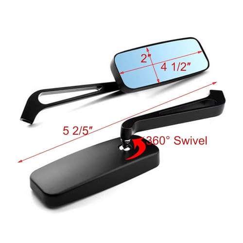 Espejos de moto para manillar con amplio campo visual rectangular cruiser 6
