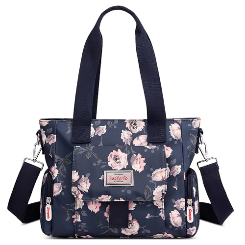 FORRICA Sac à Main Femmes Sacs à Bandoulière Grande Sac D'épaule Impression de Mode Imperméable Dames Sac Cabas avec Multi Poches Fleur A