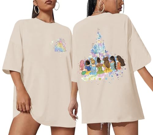 Magic Kingdom Shirt for Women Oversized Princess Tshirts Fairy Story Tee Castle Graphic Tops Family Vacation Outfits