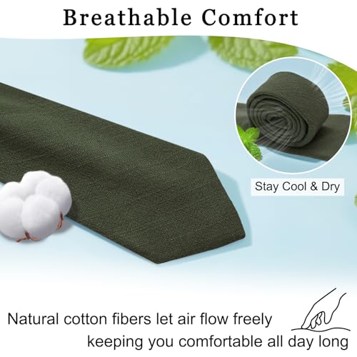 Image of Cotton Ties for Men Solid Color Skinny Tie Mens Necktie for Wedding Graduation Formal Dinner