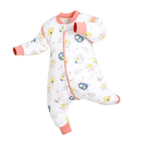 Schlafsack für Kinder, abnehmbare Ärmel, super weich, Cartoon, Winter, Herbst, aus 100 % Baumwolle, Design mit 2-Wege-Reißverschluss (Schaf, S) Cover