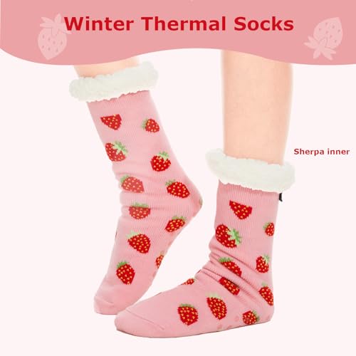 THREE POODLE Slipper Socks, Winter Warm Fuzzy Sherpa Socks, Non Slip Socks with Grips for Women Men Kids Christmas Gifts2