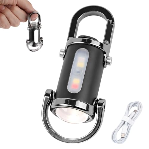 NewAusen Mini Linterna Llavero LED Recargable 1200LM   3 en 1: Linterna + Power Bank   Impermeable 6 Modos Luz, Tipo C   Para Camping, Senderismo, Emergencias y Uso Diario