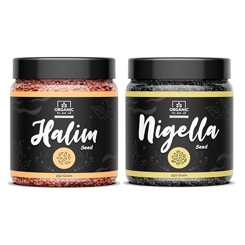 Image of Organic Box Natural and Premium Halim and Nigella Seeds 250 Gm Each|Garden Cress Asaliya|Aliv Pure & Natural |Haleem Seeds|Halim Seeds For Eating - Diwali Gift Pack (500gm)