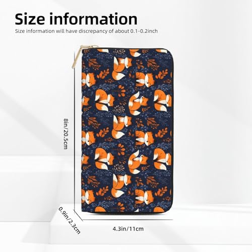 Cute Foxes Print Wallet Women Men, Long PU Leather Wallets for Women, Cute Womens Travel Wallet Purse Pouch with Zipper Pocket3