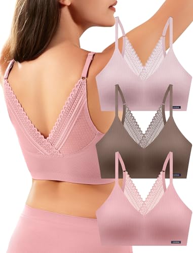 Image of Livona Wireless Bras for Women - Comfort Bralettes with Support Adjustable Seamless Sports Bras Lace Cami Crop S-XXL