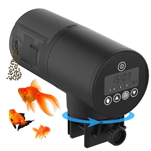 ADVWIN Automatic Fish Feeder, Timer Feeder with LCD Display Moisture-Proof Fish Food Dispenser, Large Capacity Auto Fish/Turtle Feeder for Aquarium or Fish Tank