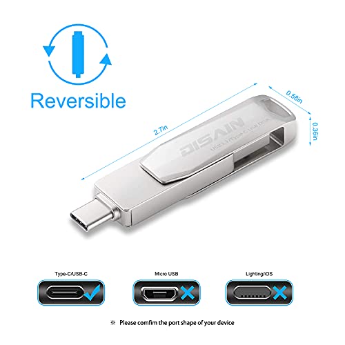 USB Stick,AUELEK USB Flash Laufwerk 64 GB Speicherstick Multifunktion 2- in-1 Type C + USB 3.0 Speichererweiterung,Data… – Bild 4