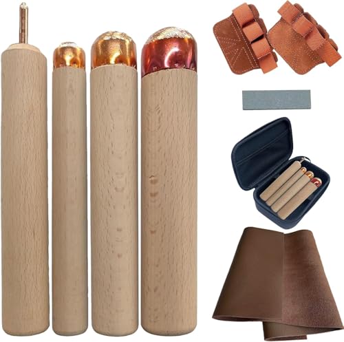 Flint Knapping Tools Kit Obsidian Crafting Tool, Dragon Crystal Stone Age Toolkit, Flint Napping Tools for Both Pros and Beginners, Including 1 Pressure Flaker,3 Copper Boppers, Tool Bag, Leather Pad