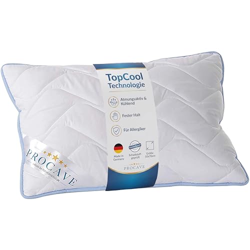 PROCAVE TopCool Kopfkissen Kochfest 50x70 cm, Qualitäts-Stepp-Kissen, Atmungsaktives Allergiker, Winter- und Sommer-Kissen 100% Aus Deutschland