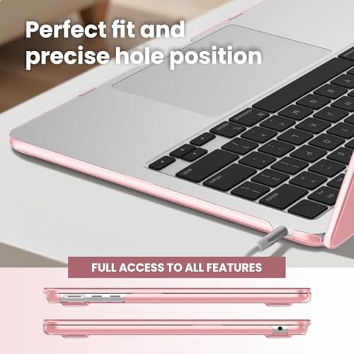 Image of Dyazo Slim Laptop Case Compatible for (2022-2026) MacBook Air 13.6 Inch M2 M3 M4 M5 A2681 A3113 A3240 A3449 | Protective Hard Shell Laptop Cover with Touch ID, Scratch Resistant & Glossy Finish (Pink)