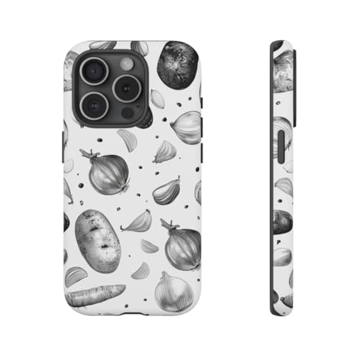 Coque antichoc iPhone 15 Pro mate anti-traces motif végétal noir
