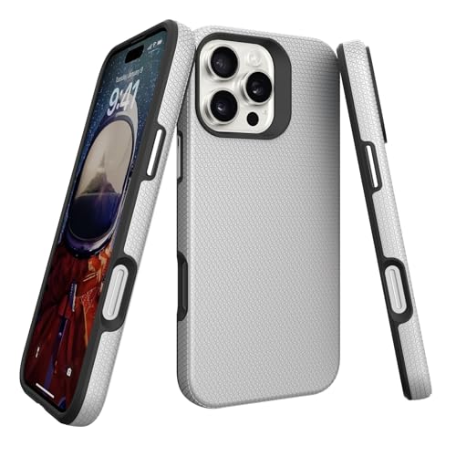 Image of NOXO Ultra-Hybrid Triangle Back Case Cover for iPhone 16 Pro Max, | Shockproof Design | Camera Protection | Soft TPU & Rugged PC | Bumper Case Cover for iPhone 16 Pro Max, (Frost White)