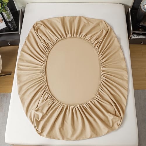 Image of All Around Brushed Microfiber Single Bed Fitted Sheet - (36 x 78) Inches - 8'' Deep Pocket Elastic Fitted Bedsheet + 1 Pillow Cover 400 Series Extra Soft & Easy Fit - Beige