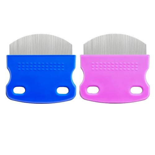Paquete de 2 peines profesionales para piojos, herramienta de aseo suave de cabeza redonda, diseño de dientes curvados finos, eliminación segura y eficaz de piojos, liendres y caspa.