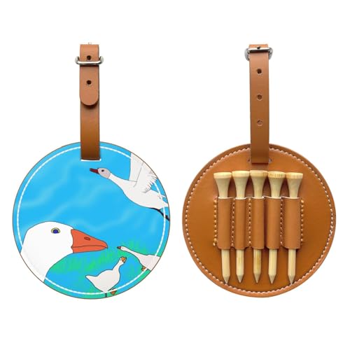 Happy White Goose Brown Printed Golf tee Storage Bag - Portable Design, Easy to Organize tee