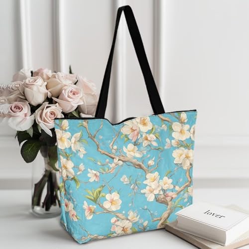 Image of Art Lover Zippered Tote Bag Waterproof Large Work Tote Bags, Artwork Women's Purse Handbags Travel Totes