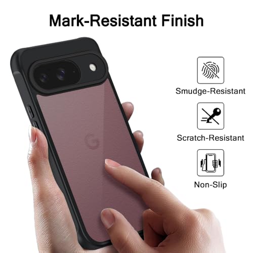 Image of TheGiftKart Hybrid Matte Frosted Translucent Back Cover Case for Google Pixel 9 | Shockproof Design | Camera Protection Module | Hard Back Cover Case for Google Pixel 9 (PC & TPU, Frost Black)