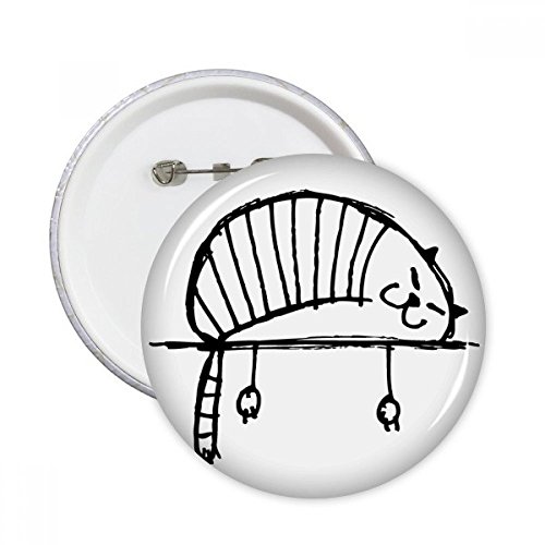 Badge rond chat couché Lazy Stripe XL pour customiser les vêtements