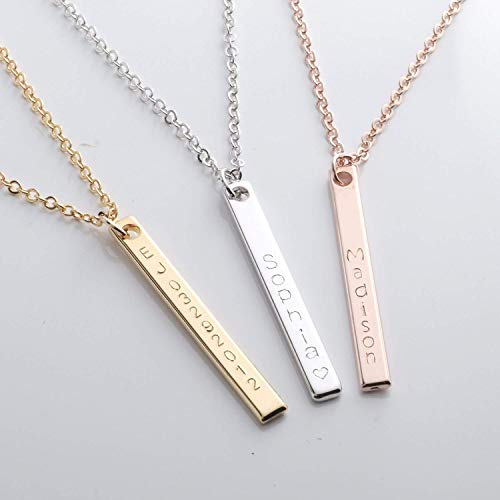 Personalized Your name Vertical Necklace 16K Gold Silver Rose Gold Bar Necklace - Dainty Personalized Necklace Bridesmaid Wedding Gift Best Graduation Day gift