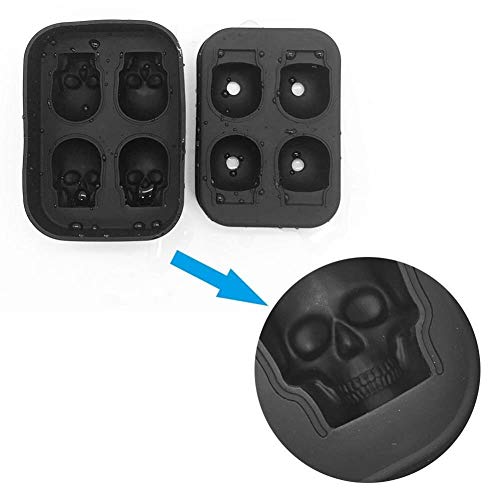 Molde de silicona para cubos de hielo calavera 4 rejillas miniatura 3