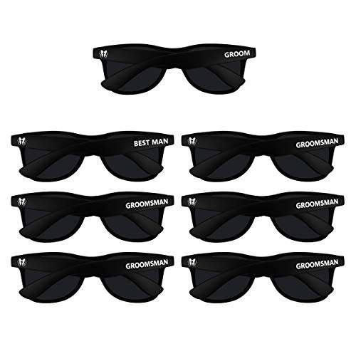 Image of LADY&HOME Bachelor Party 7pcs Wedding Sunglasses for Groom, Best Man, Groomsmen Gifts Wedding Favor